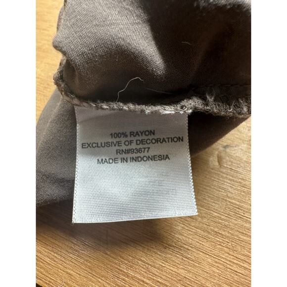 St. John’s Bay Embroidered Boho Peasant Blouse Women’s Large W/ Tassels Brown - Picture 9 of 10